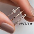 thumbnail image 1 of Conjunto de tres piezas de anillo de diamantes y circonitas con forma de cruz creativo de moda europea y americana, 1 of 3