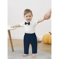 thumbnail image 2 of CARETOO Baby Boy Clothes Toddler Boy Outfits 4PC Gentleman Dress Romper Vest Pants Bow Tie Suit Set, 2 of 5