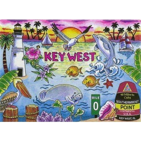 

Key West Florida Map & Icons Fridge Collector s Souvenir Magnet 2.5 inches X 3.5 inches