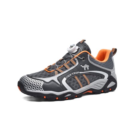 

Lacyhop Men Outdoor Shoe Anti Slip Trail Sneakers Casual Hiking Shoes Walking Breathable Trainers Comfort Low Top Athletic Sneaker Gray 6.5