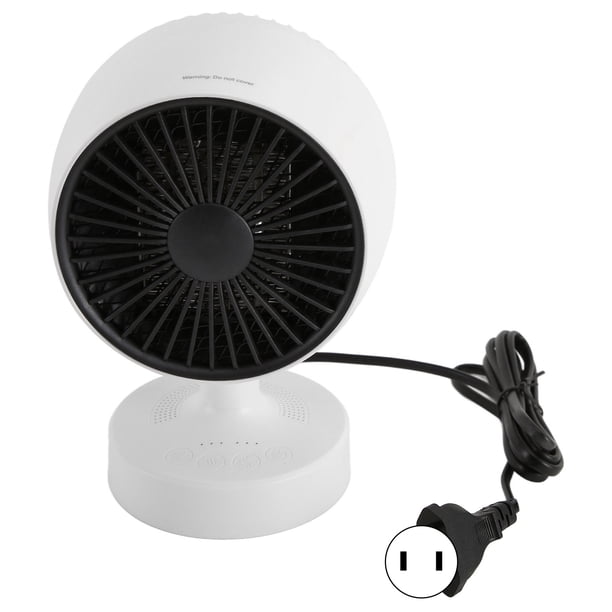 Calentador de ventilador portátil para uso en frío y calor, mini calentador de espacio con ángulo ajustable para escritorio de oficina en casa, 100-240V, enchufe blanco de EE. UU.