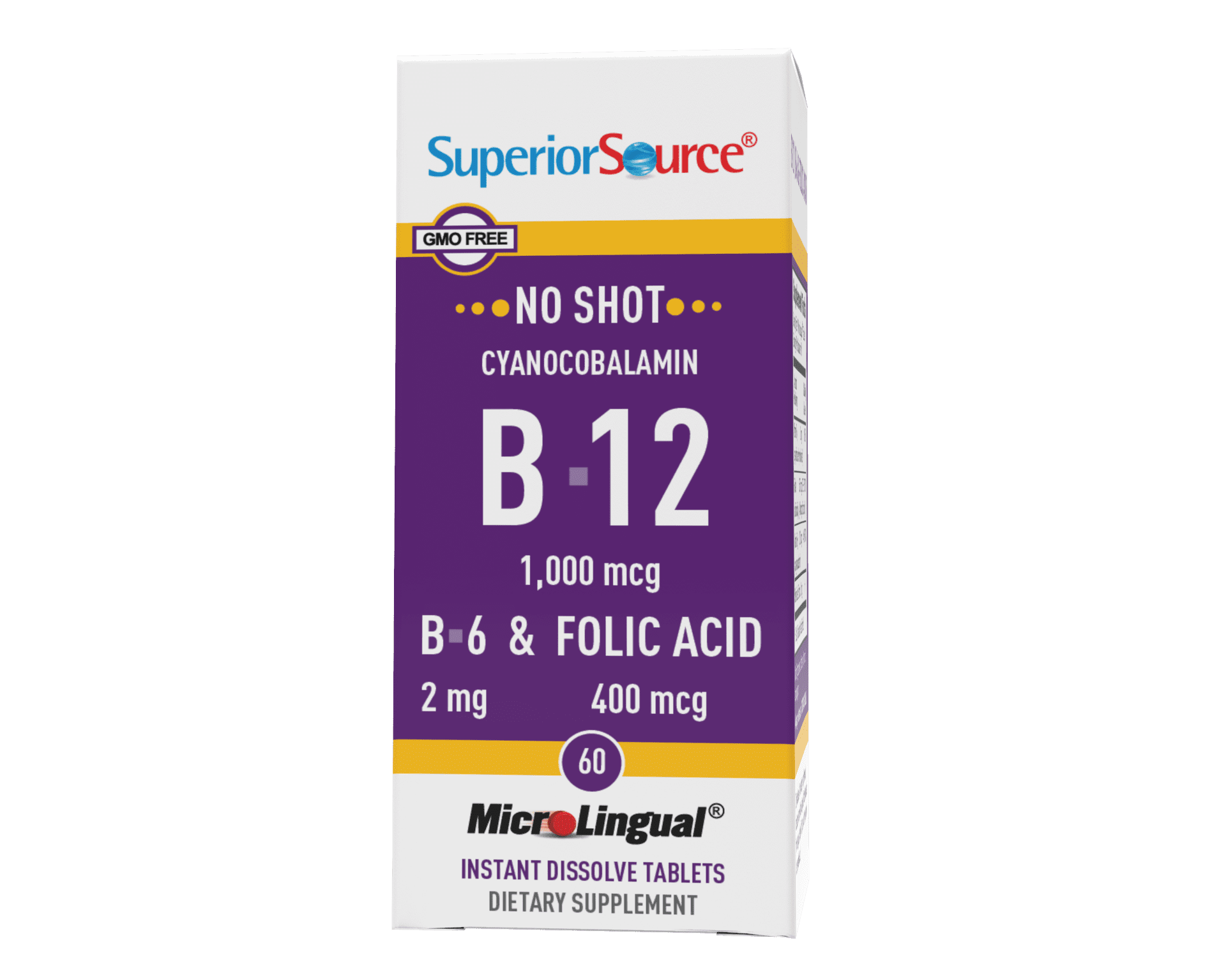 Superior Source No Shot Vitamin B12 Cyanocobalamin (1000 mcg), B6