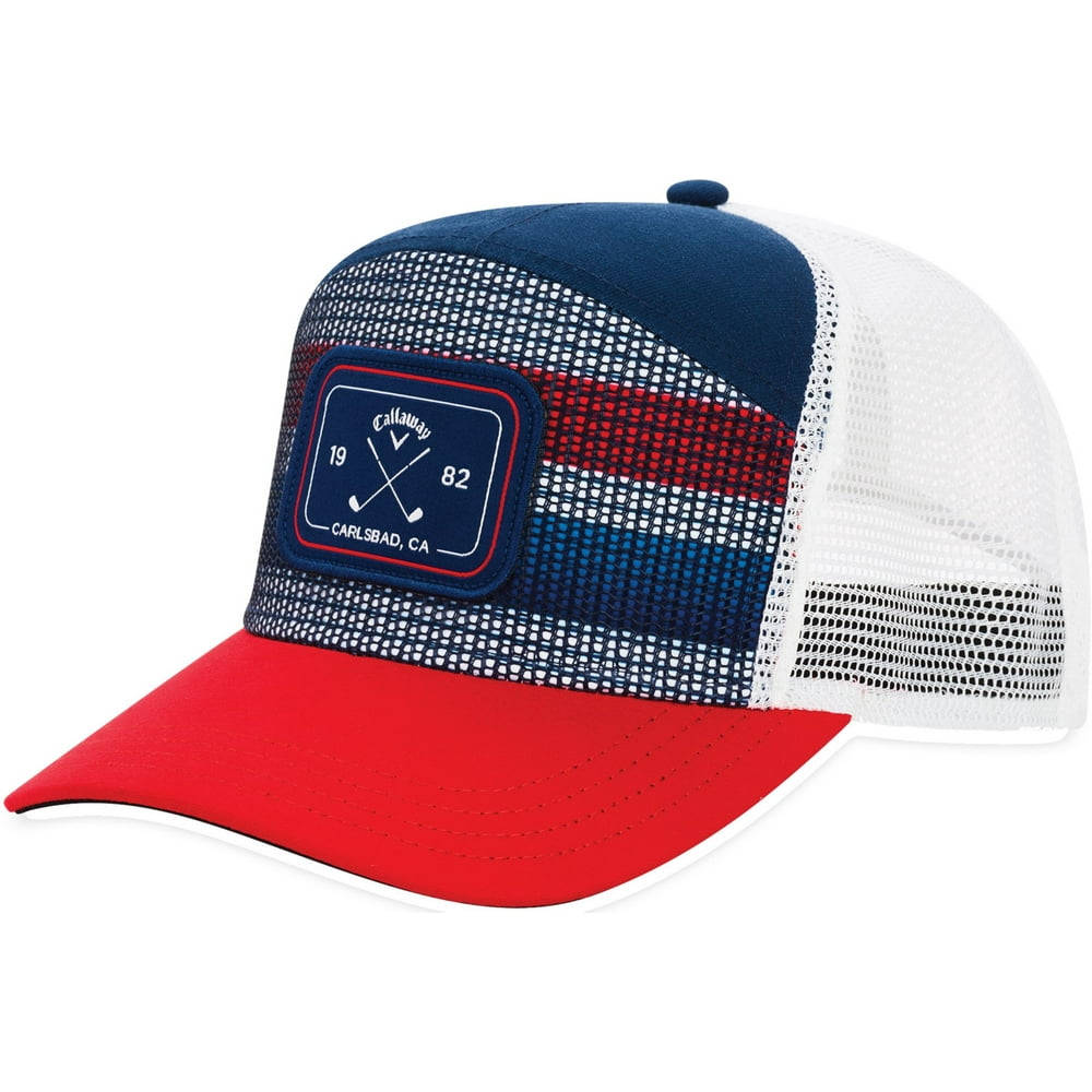 NEW Callaway Golf 6 Panel Trucker Adjustable Snapback Blue/White/Red