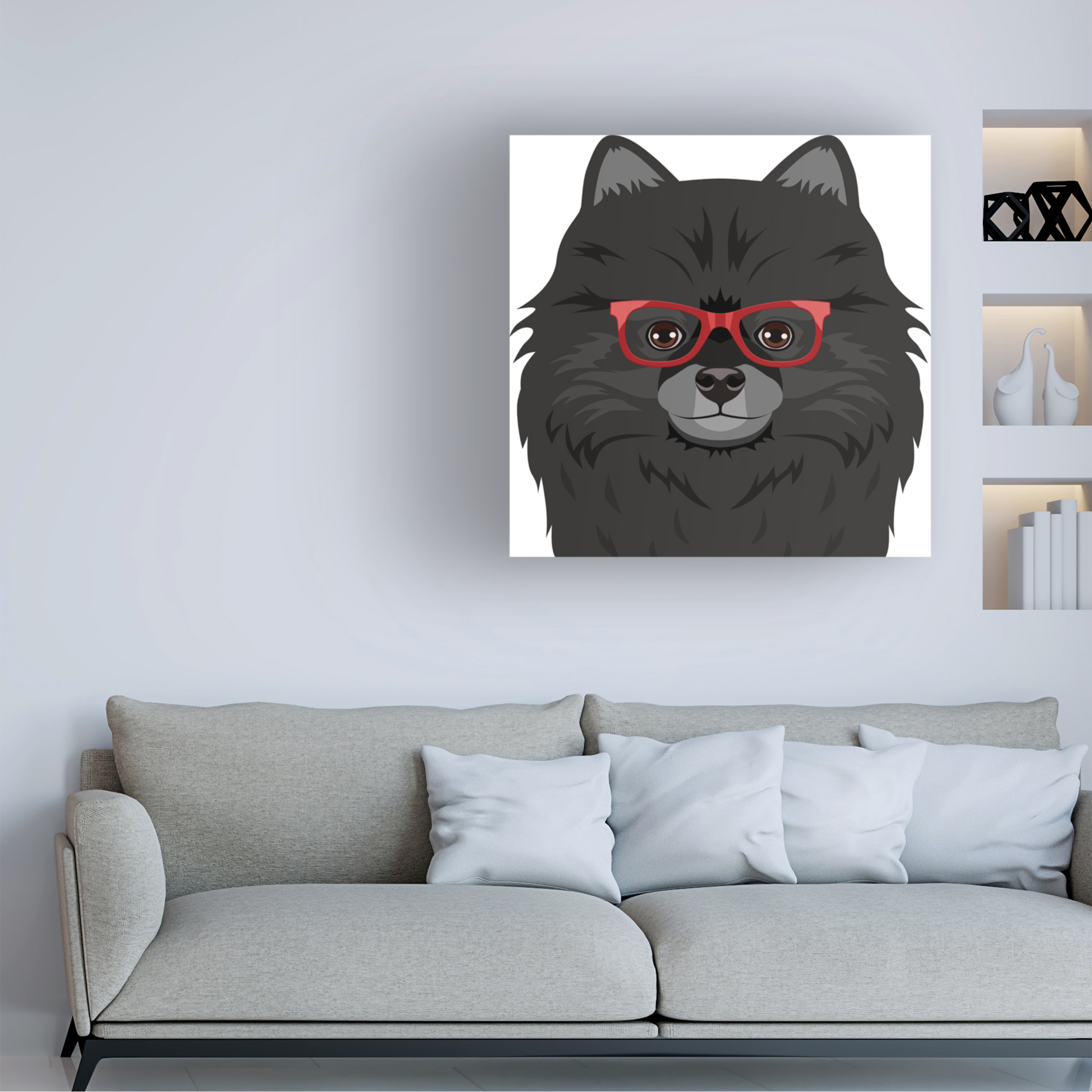 Furbaby Affiliates 'Pomeranian Wearing Hipster Glasses 2' Canvas Art