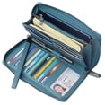 thumbnail image 2 of Cartera Bveyzi de piel con bloqueo RFID para mujer, color azul lago, 2 of 8