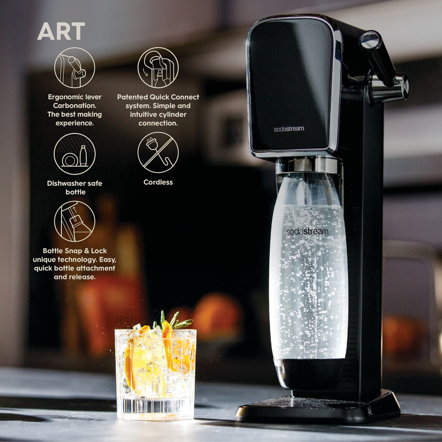 SodaStream Art - Paquete para hacer agua con gas (rojo mandarina), con CO2,  botellas DWS y sabores Bubly Drops