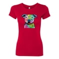 thumbnail image 2 of Neon Rainbow Trippy Cute Pitbull Dog Straight at You Dog Lover Womens Slim Fit Junior Tee, Red, 2XL, 2 of 3