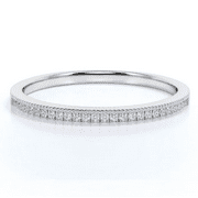 Restored JeenMata RHJGJ8WDVarmpn239 30 ct Diamond Wedding Band - Stackable Ring - Pave Diamond - Dainty Diamond Ring - 10K White Gold, 8 (Refurbished)