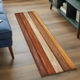 thumbnail image 3 of Kitchen Runner 2 x 6 Ft, Farmhouse Burnt Orange Brown Non-Slip Residential Carpet, Vintage Wooden Striped Indoor Crawling Mats Runner Rugs for Living Room/Dining Room/Bedroom, 3 of 8