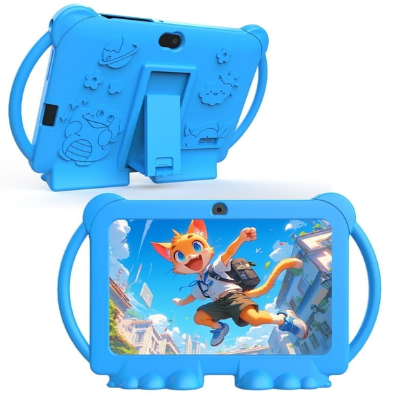 Kids Tablet, 7 inch Android 12 Tablet for Kids, 4GB RAM 32GB ROM 512GB Expand, Toddler Tablet with Parental Control, IPS Screen, Dual Camera, Educational, Games, Shockproof Case for Boys/Girls, Blue