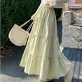 thumbnail image 4 of yillto Womens Maxi Skirts Elastic Waist A Lined Tiered Flowy Summer Boho Casual Pleated Long Skirt, 4 of 5