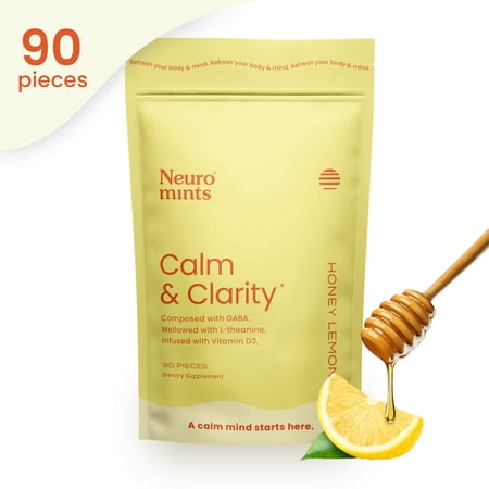 Neuro Mints Honey Lemon for Calm and Clarity with GABA with Vitamin D3 and L Theanine  90 Count