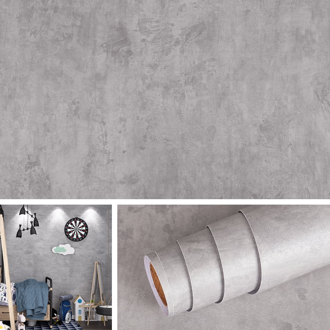 Livelynine 24X200 Inch Concrete Peel and Stick Wallpaper for Bedroom