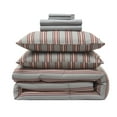 thumbnail image 4 of LammaLoe Full Size Comforter Sets, 7 Piece Striped Bed in a Bag, Bedding Comforter Set with Sheets, Modern Bed Set, Gray, 4 of 5
