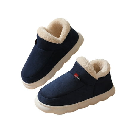 

Daeful Unisex Slippers Memory Foam Slipper Booties Plush Lined Home Shoes Non-slip Comfort Warm Shoe Womens Cozy Clogs Navy Blue 1# 9-9.5