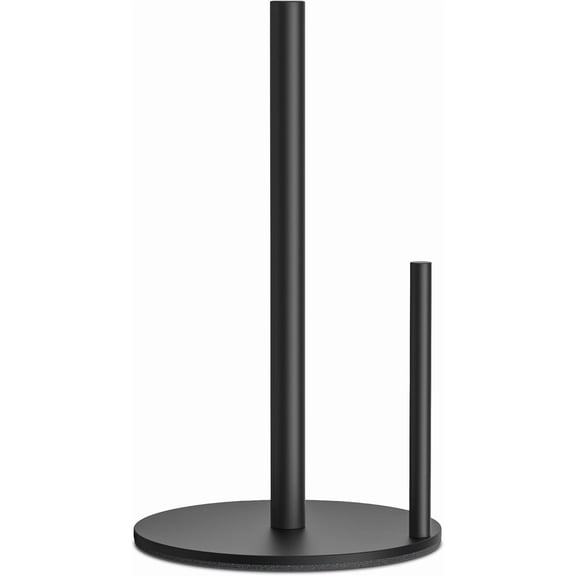 Paper Towel Holder Countertop, Stainless Steel Kitchen Roll Holder with Weighted Base, Fits Standard & Large Rolls-Black