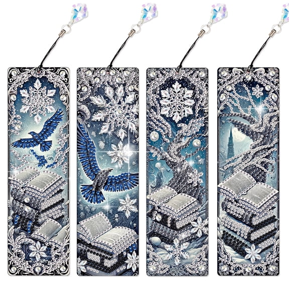 4pcs Diamond Painting Bookmark Kit 5D DIY Book Ornament with Eagle Design Shimmering Handcrafted Artwork for Book Lovers Perfect for Birthdays, Christmas, and Holidays