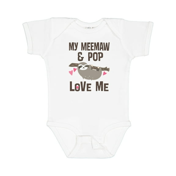 Inktastic Meemaw and Pop Grandchild Sloth Girls Baby Bodysuit