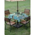thumbnail image 5 of Square Outdoor Tablecloth with Umbrella Hole Coastal Blue Green Outside Table Cloth Waterproof Patio Table Cover Ocean Beach Tropical Plant Starfish Zipper Tablecloths for Picnic Camping 60x60 Inch, 5 of 8