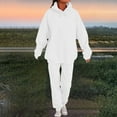 thumbnail image 2 of Moxiu Sweatsuits Women 2 Piece Outfit Casual Comfy Plain Oversized Hoodie Jogger Baggy Sweatpants Fall Matching Sweat Set 2025 White,XXL, 2 of 9