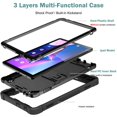 thumbnail image 3 of SaniMore for Lenovo Tab M10 (3rd Gen) 10.1" TB-328F 2022 Case, 3 Layers Multi-Functional [Built-in Kickstand] Heavy Duty Shockproof Rugged Protective Case for Lenovo Tab M10 (3rd Gen), Black, 3 of 8