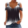 thumbnail image 2 of Fiudx Ofertas Del Día Blusas Plegables con Cuello En V para Mujer, Camisas con Hombros Descubiertos, Top de Manga Corta Estampado, 2 of 5