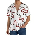 thumbnail image 3 of Xecao offers the Red Snake for Men's Casual Short-sleeved Shirt, a button-up collared shirt with a pocket, perfect for beach vacations and yacht travel in the 3X-Large size., 3 of 7