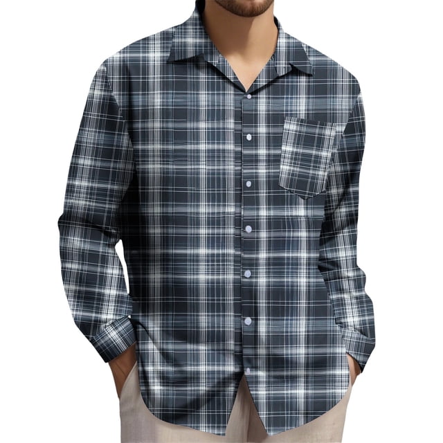 LMKIHUSA Surchemise à Carreaux pour Hommes 2025 Mode Décontractée Chemise Surdimensionnée Veste Manches Longues Boutonnée Col Rabattu T-Shirt Poches Régulières Hauts Multicolore,P