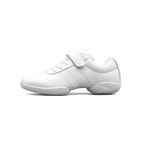 

SIMANLAN Girls Anti-Slip Casual Sneaker Slip Resistant Cross Straps Training Comfort Solid Cheer Shoes Bottom White 9C