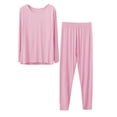 thumbnail image 2 of vigerkar Women's Pajama Set Petite Length Tunic Top Wide Leg Pants Pjs Soft Sleepwear (Pink, 3XL), 2 of 5