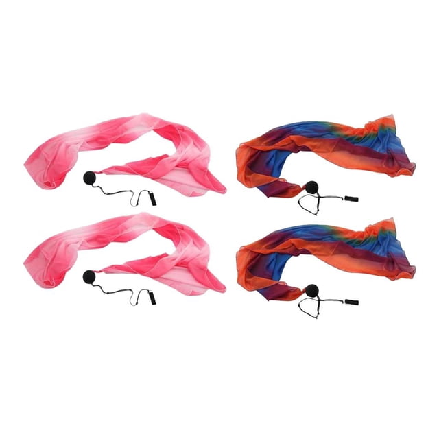 2 pares de bolas de lanzamiento Poi de velo de seda que fluyen para bailar, fiestas, carnaval, Yuyangstore traje de danza del vientre para mujer