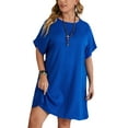 thumbnail image 1 of Innerwin Robes Courtes d'Été Couleur Unie Mini Robe pour Femmes Manches de Vacances Robe Surdimensionnée Bleue 4TG, 1 of 3