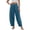 Blue, variant on Women’s Summer Beach Vacation Linen Harem Pants Loose Fit Boho Pants with Wide Waistband Casual Stylish Trousers Khaki S