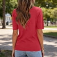 thumbnail image 7 of CYMMPU Women's Summer Casual Solid Color Crew Neck T-Shirt, Short Sleeve Relaxed Fit Everyday Basic Tee Red XL, 7 of 7
