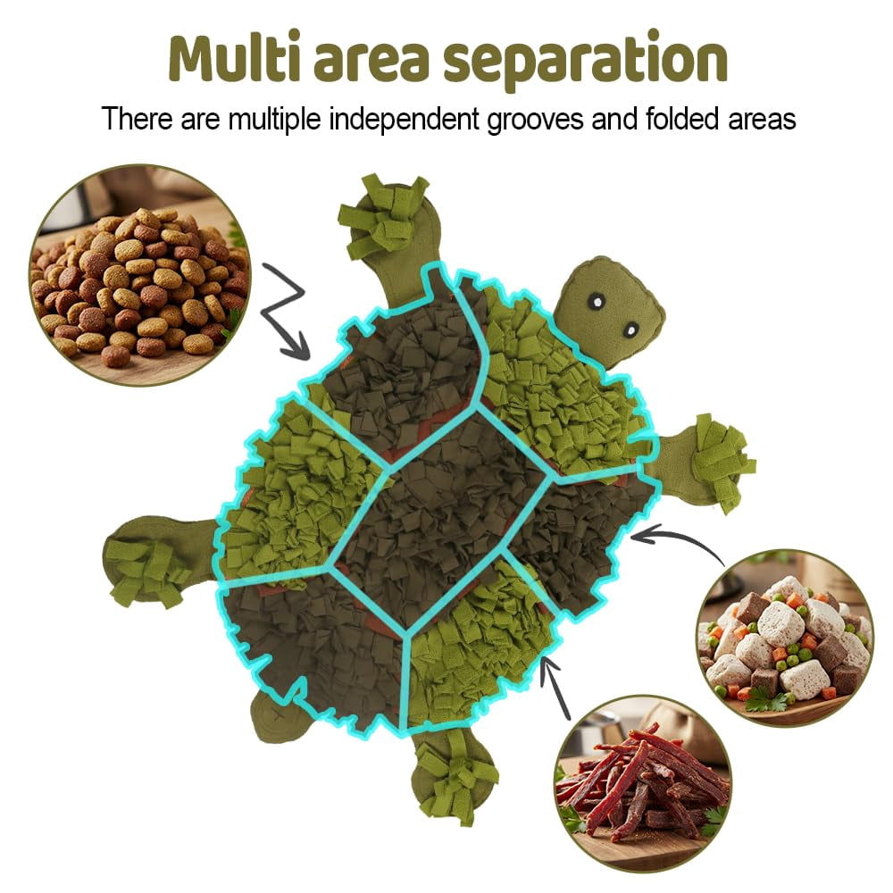 Dogs Snuffle Mat, 31.5×31.5Inch Turtle-Shaped Pet Sniffing Feeding Mat, Non-Slip Interactive Feeding Mats for Large Breeds