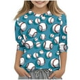 thumbnail image 2 of Baseball Graphic Tees Girls 3/4 Sleeve Tops Trendy Casual Cute Crewneck Kids Tshirts Toddler Girl Clothes Y2K Fall Fashion Tees Workout Gym Outfits, Size 3-12, 2 of 5