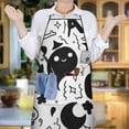 thumbnail image 5 of Black and White Halloween Doodle Pattern Apron-Garden Aprons for Women with Pockets-Cotton Linen Waterproof Kitchen Cooking Gardening Aprons Adjustable for Kitchen,Cooking,BBQ and Salon 33"x27", 5 of 7
