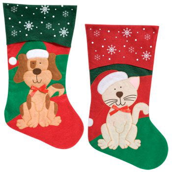 Details about   Adorable New Red Felt Christmas Stocking with Dogs And Christmas Trees 