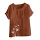 thumbnail image 4 of Vestidos Casuales Para Mujer, Blusas De Mujer De Moda Blusa informal de lino con cuello redondo, manga corta y botones para mujer, 4 of 4