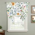 thumbnail image 2 of Spring Floral Tie Up Curtain 45 Inches Long, Colorful Flowers Green Leaves Watercolor Farmhouse Balloon Style Kitchen Window Curtain Over Sink, Small Window Rod Pocket Curtain 34"x45", 2 of 9