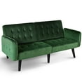 thumbnail image 3 of LAZZO 65" W Folding Futon Couch Sofa Bed w/ 2 USB Charging Ports, Green, 3 of 8