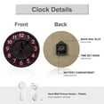 thumbnail image 3 of Wall Clock Decorative - Retro Pink Numbers Print 2D Vintage Wall Clocks Battery Operated Silent Non-Ticking for Bedroom, Living Room, Kitchen, Office, Classroom, 10 Inch, 3 of 7
