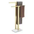 thumbnail image 1 of KOKOSIRI Bathroom Towel Rack 2-Tier Standing Towel Racks with Marble Base, Stainless Steel Freestanding Towel Bars, Thicken Steady Design, Brushed Gold THS0001-BG, 1 of 7