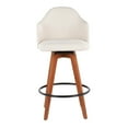 thumbnail image 6 of Ahoy Contemporary Fixed-Height Counter Stool With Walnut Bamboo Legs And Round Black Metal Footrest With Cream Fabric, 6 of 7