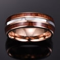thumbnail image 3 of 8mm Hawaiian Koa Wood Tungsten Rings Mother of Pearl Shell Wedding Band Size 7-12, 3 of 6