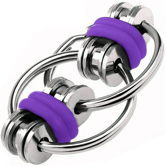 Llavero con cadena de descompresión, llavero con cadena de bicicleta antiestrés, juguete de metal para dedos y manos
