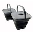 thumbnail image 2 of SAMMART 8.5L (2.2 Gallon) Collapsible Square Handy Bucket with Lid/Foldable Square Water Pail with Lid/Portable Tub with Handle and Lid (Grey/Black (Set of 2)), 2 of 4