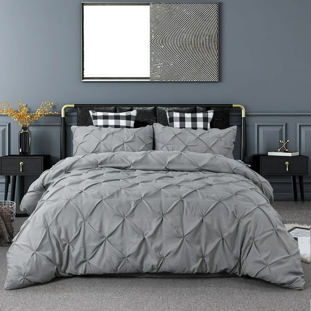 Topchances Pinch Pleat Pintuck Duvet Comforter Cover Pillowcase Bedding Set Twin Queen King Grey Com - Grey Pintuck Bedding King Topchances Pinch Pleat Pintuck Duvet Comforter Cover Pillowcase Bedding Set Twin Queen King Grey Com - Grey Pintuck Bedding King