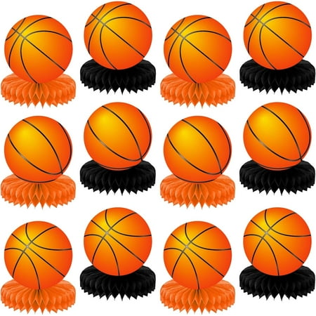 XD4-12Pcs Basketball Honeycomb Centerpiece Basketball Birthday Party Decoration Basketball Themed Party Table Toppers Basketball Party Table Centerpieces for Boy Sport Baby Shower*04