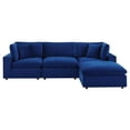 thumbnail image 3 of Modway Commix 4-Piece Down Filled Overstuffed Performance Velvet Sectional Sofa in Navy, 3 of 10